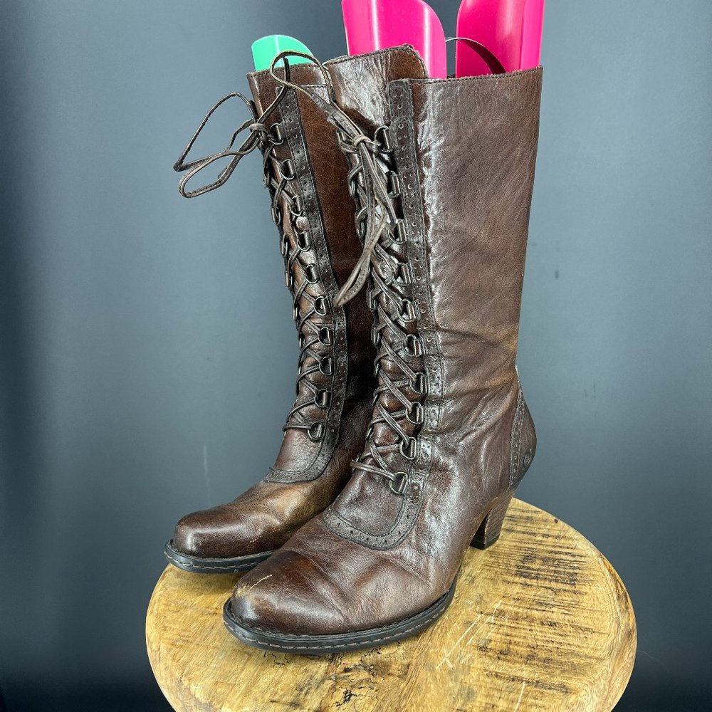 Born Lace Up Granny Boots Size 8.5